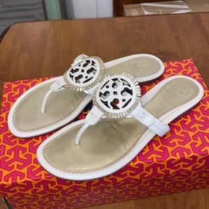 Tory Burch white leather sandal